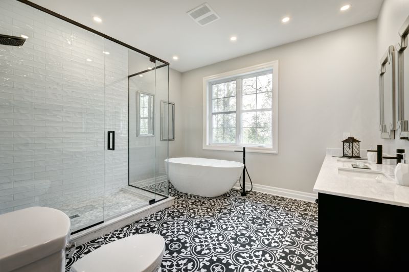 Corner Shower with Floor-to-C ceiling Glass